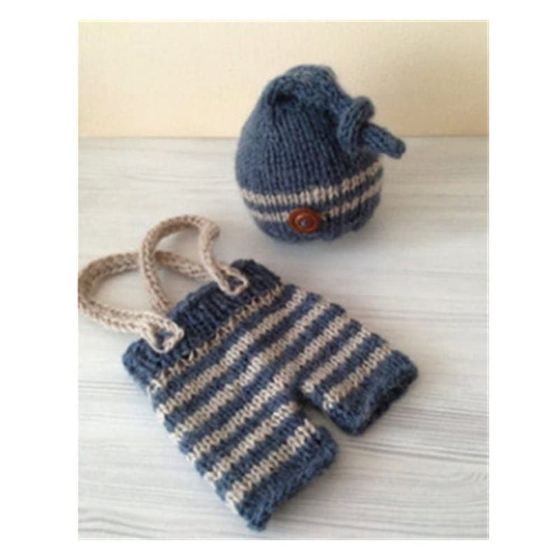 Vedory Fashion Newborn Baby Photography Props Boy Girls Photo Shoot Props Outfits Crochet Knitted Costume Unisex Cute Infant Hat Pants Set (Stripe two) - Image 4